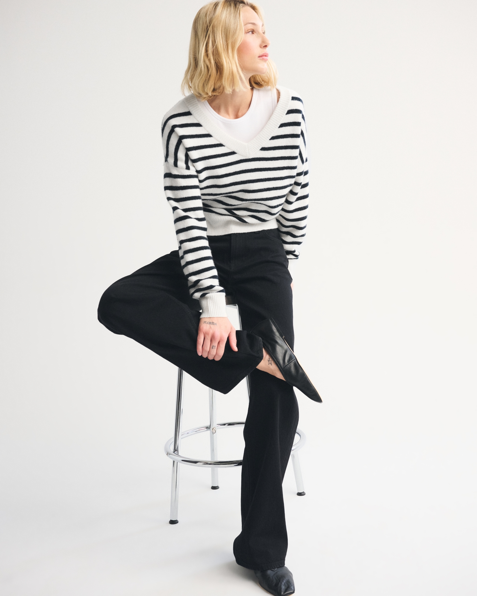 Merino Wool-Blend V-Neck Sweater