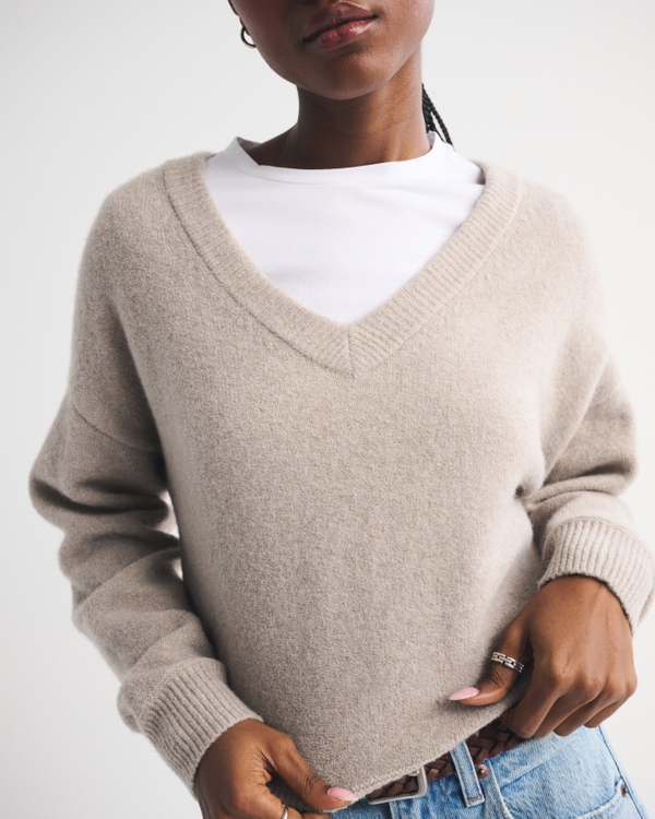 Merino Wool-Blend V-Neck Sweater