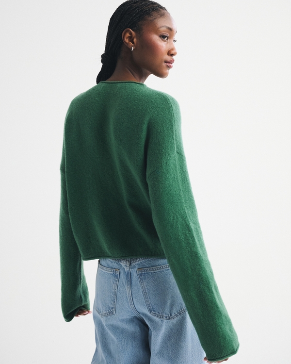 Merino Wool-Blend Rollneck Cardigan