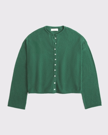 Merino Wool-Blend Rollneck Cardigan