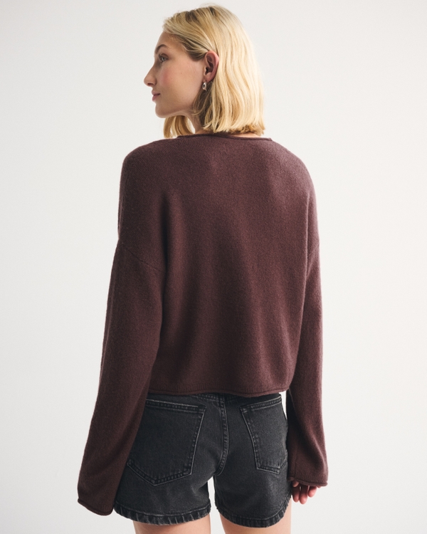 Merino Wool-Blend Rollneck Cardigan