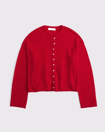 Merino Wool-Blend Rollneck Cardigan