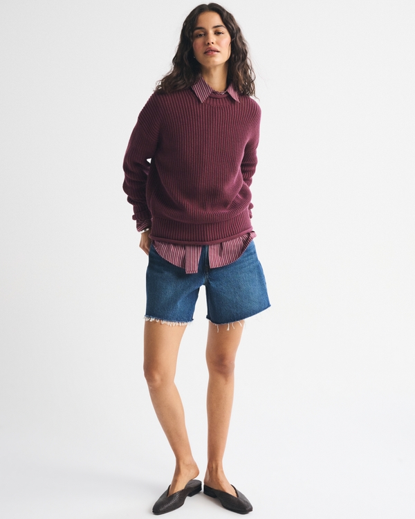 Cotton Rollneck Sweater, Dark Maroon view 2