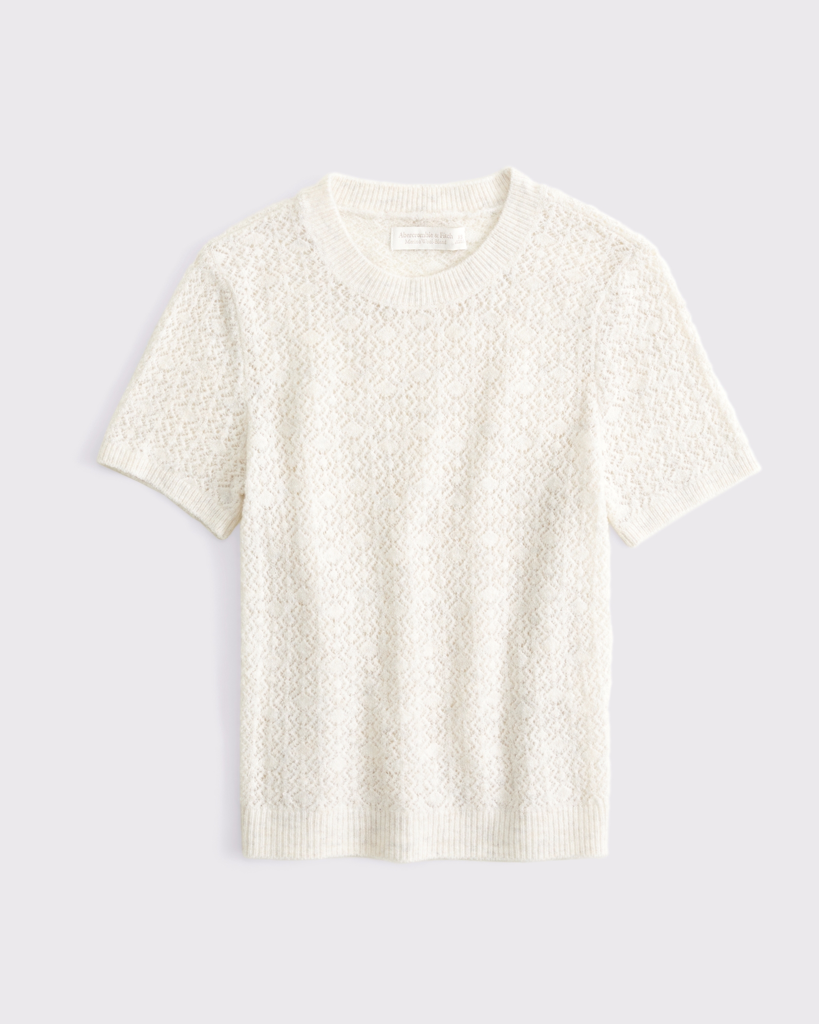 Merino Wool-Blend Pointelle Sweater Tee