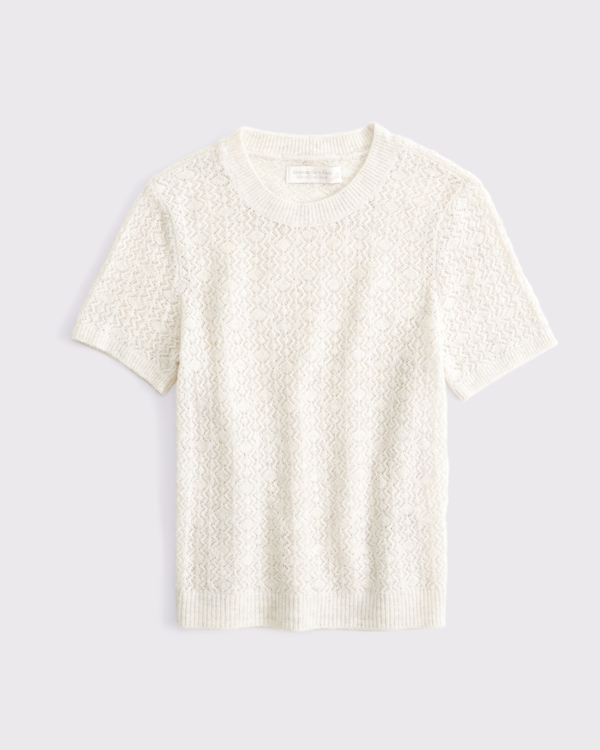Merino Wool-Blend Pointelle Sweater Tee