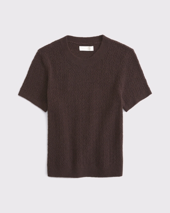 Merino Wool-Blend Pointelle Sweater Tee