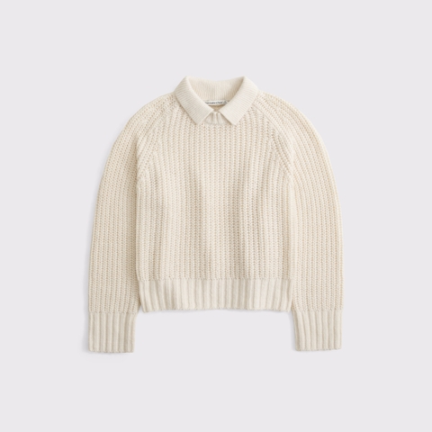 Женские свитеры Abercrombie & Fitch Airspun Cotton-Blend Collared Sweater