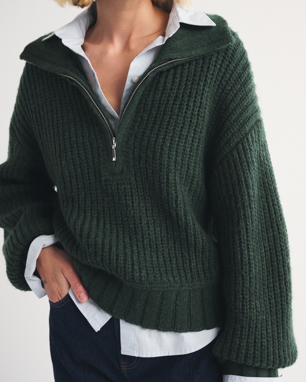 Women's Airspun Cotton-Blend Half-Zip Mockneck | Women's Tops