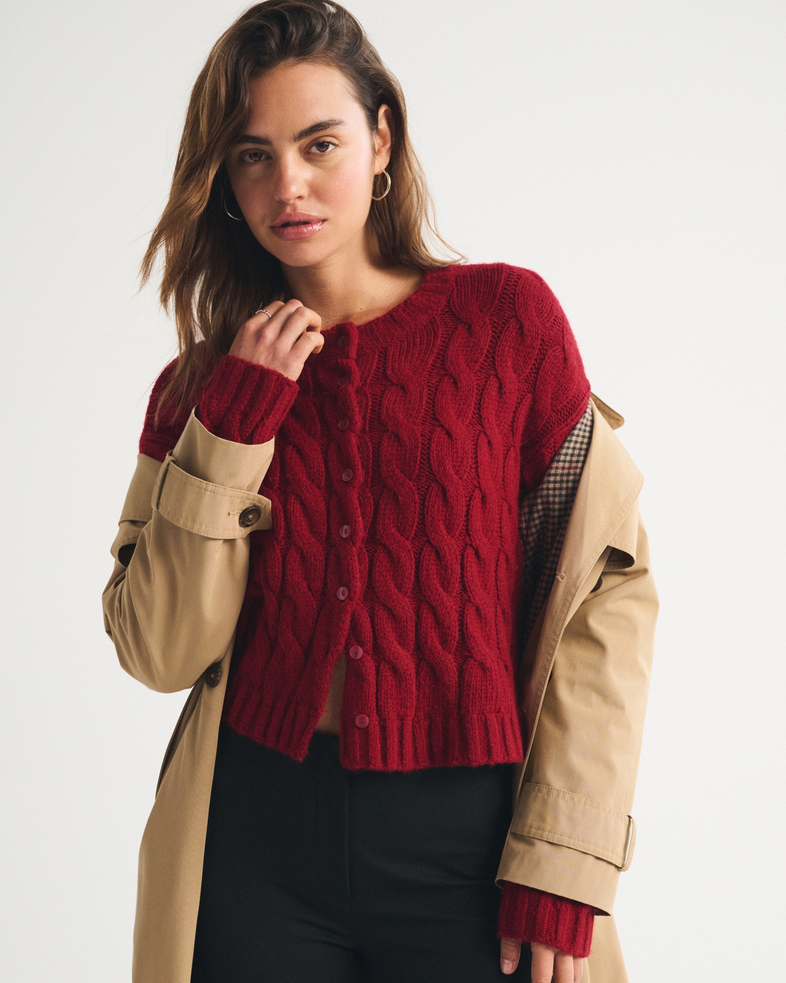Women's Airspun Cotton-Blend Cable Cardigan | Women's Tops
