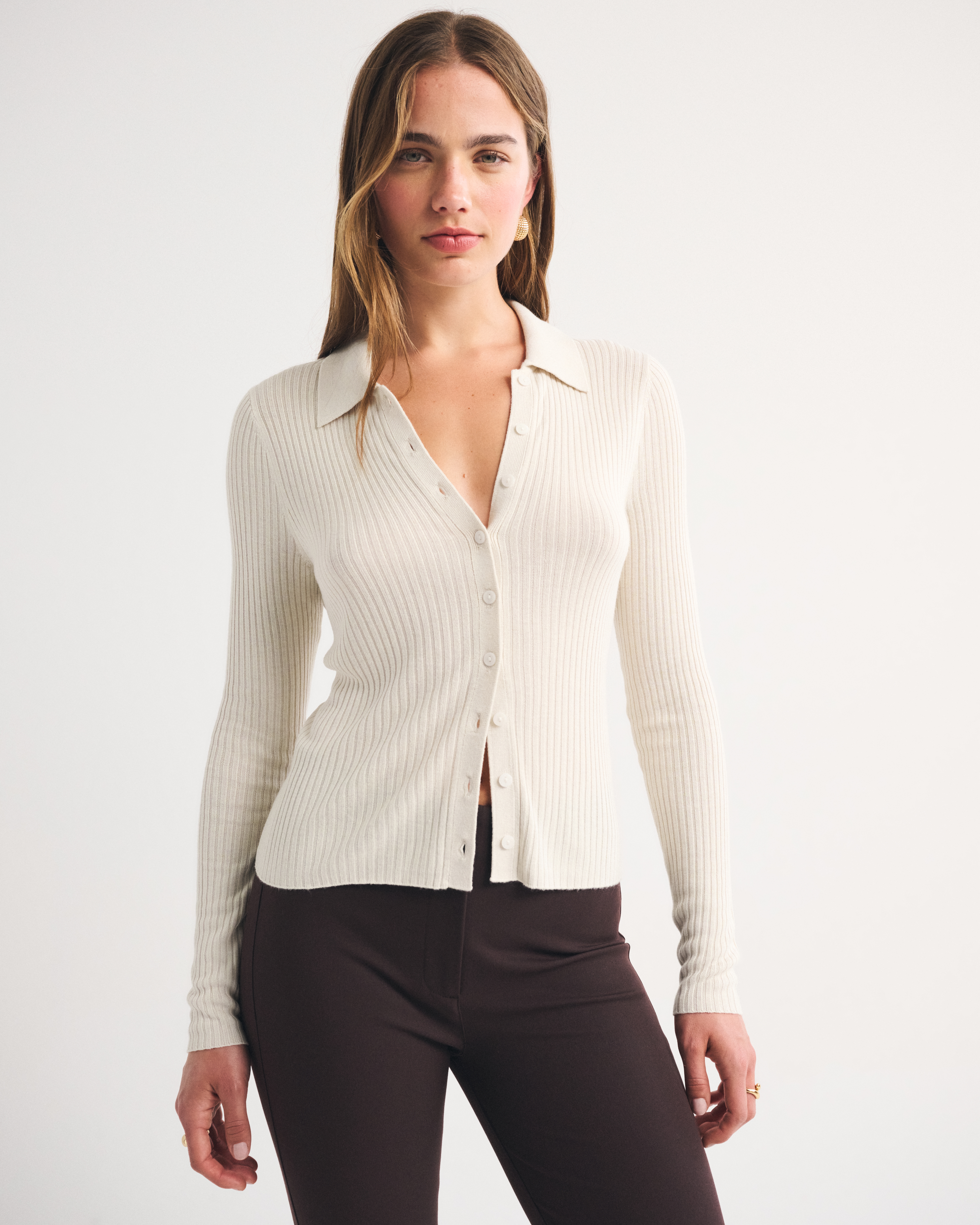 Женские кардиганы Abercrombie & Fitch Rib Polo Cardigan — фото 2