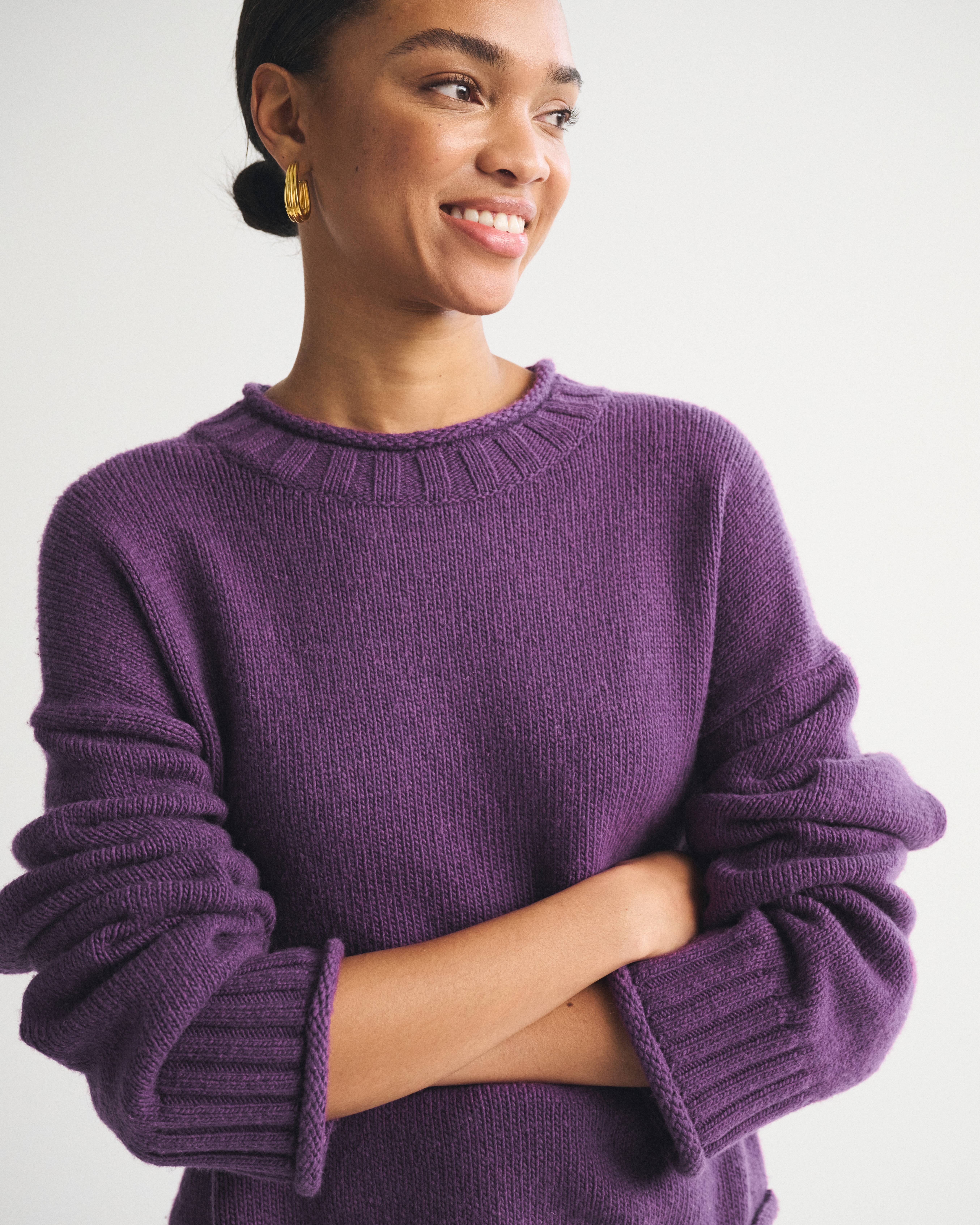 Abercrombie & Fitch Rollneck Crew Sweater In Purple