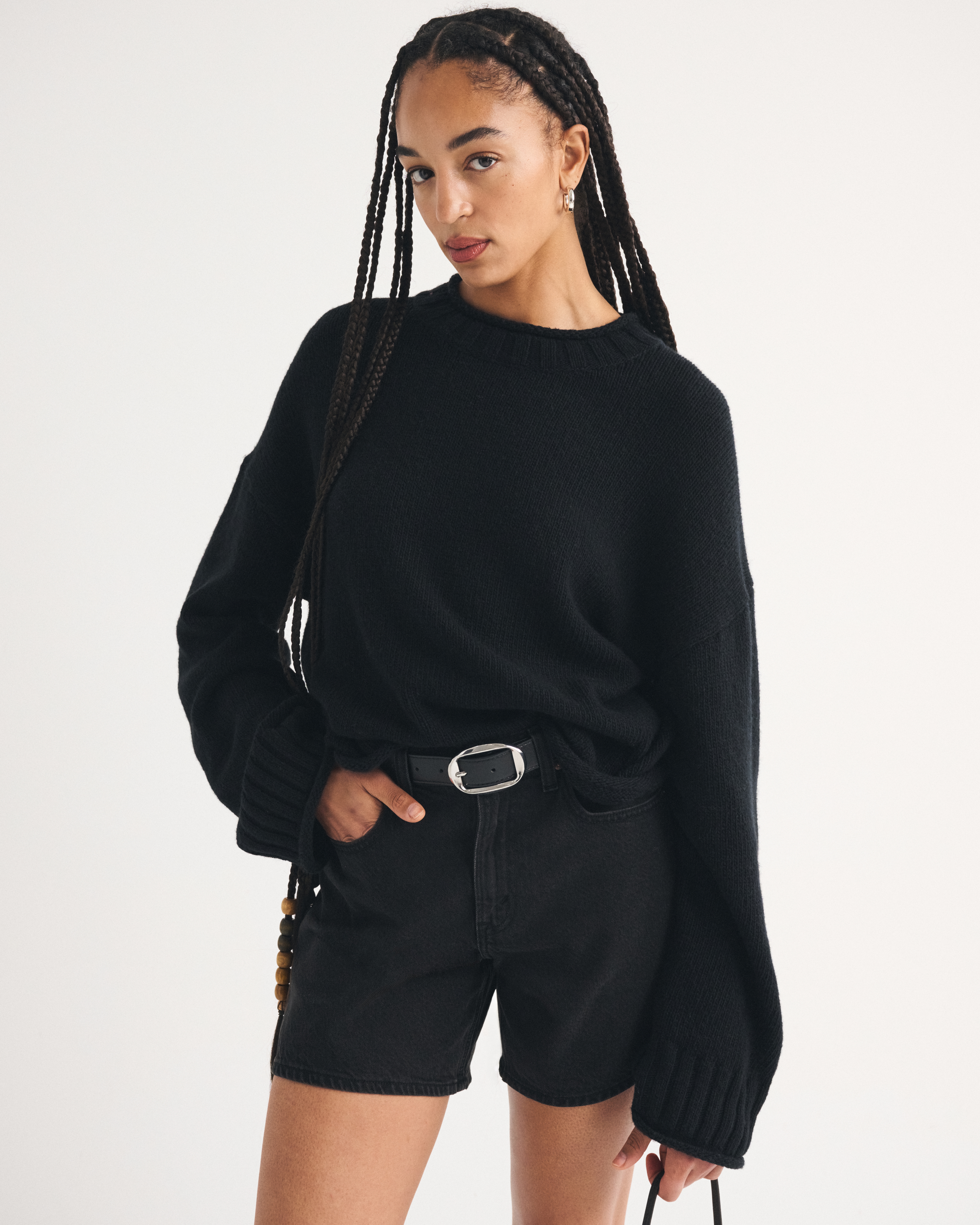 Abercrombie & Fitch Rollneck Crew Sweater In Black
