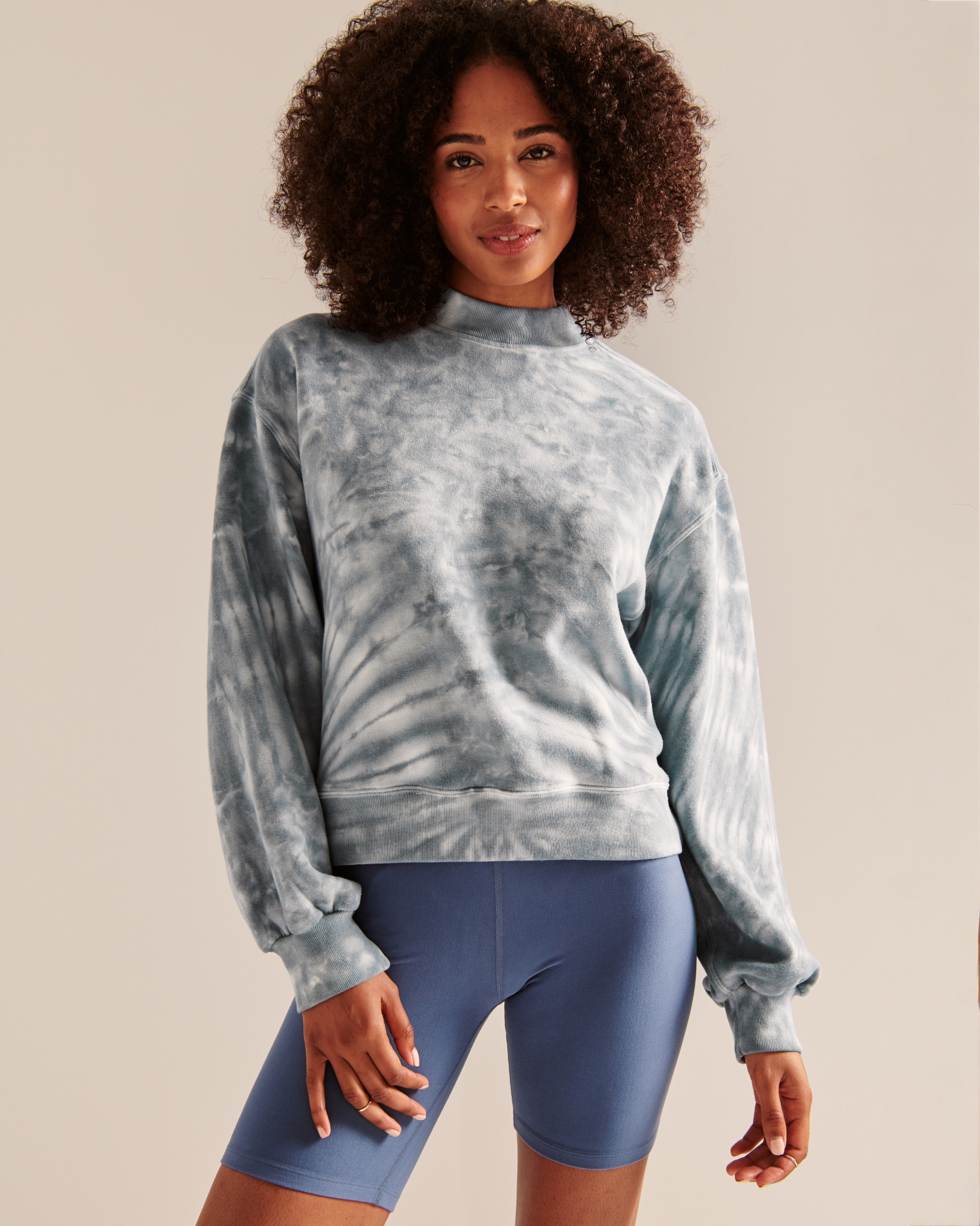 Long Sleeve Mini Mock Neck Sweatshirt Abercrombie Abercrombie