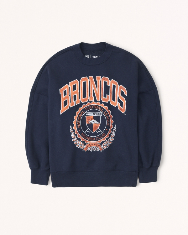 Denver Broncos Graphic Oversized Sunday Crew, Navy