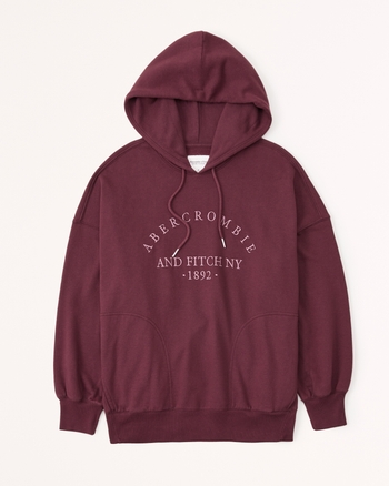 Femme Embroidered Logo Popover Hoodie | Femme Tops | Abercrombie.com