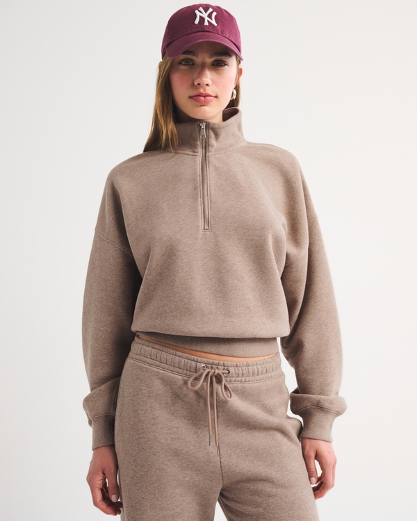 Sunday Half-Zip Fleece, Light Brown view 1