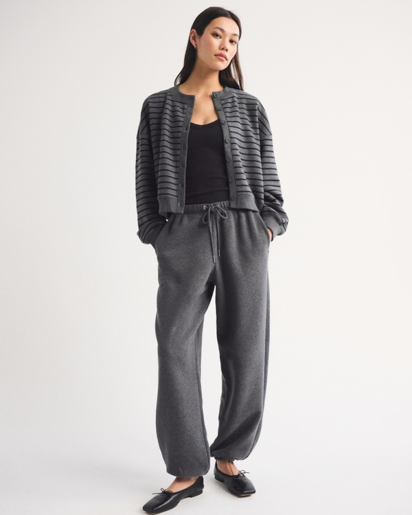 Sunday Shrunken Cardigan, Dark Gray Stripe view 2