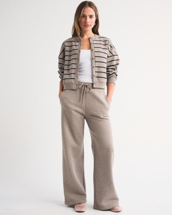 Sunday Shrunken Cardigan, Light Brown Stripe view 2