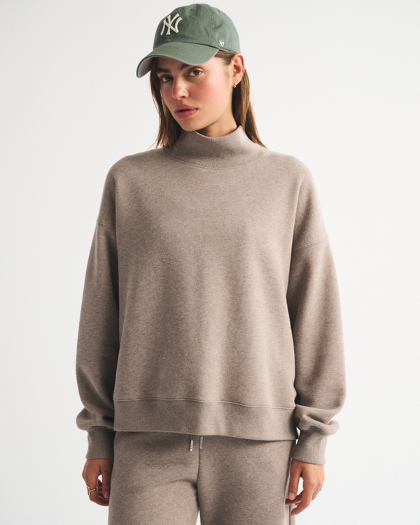 Sunday Oversized Funnelneck Sweatshirt, Light Brown view 1