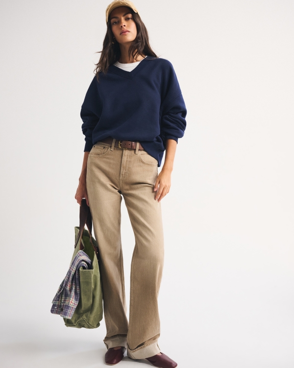 Sunday V-Neck Sweatshirt, Muted Navy view 2