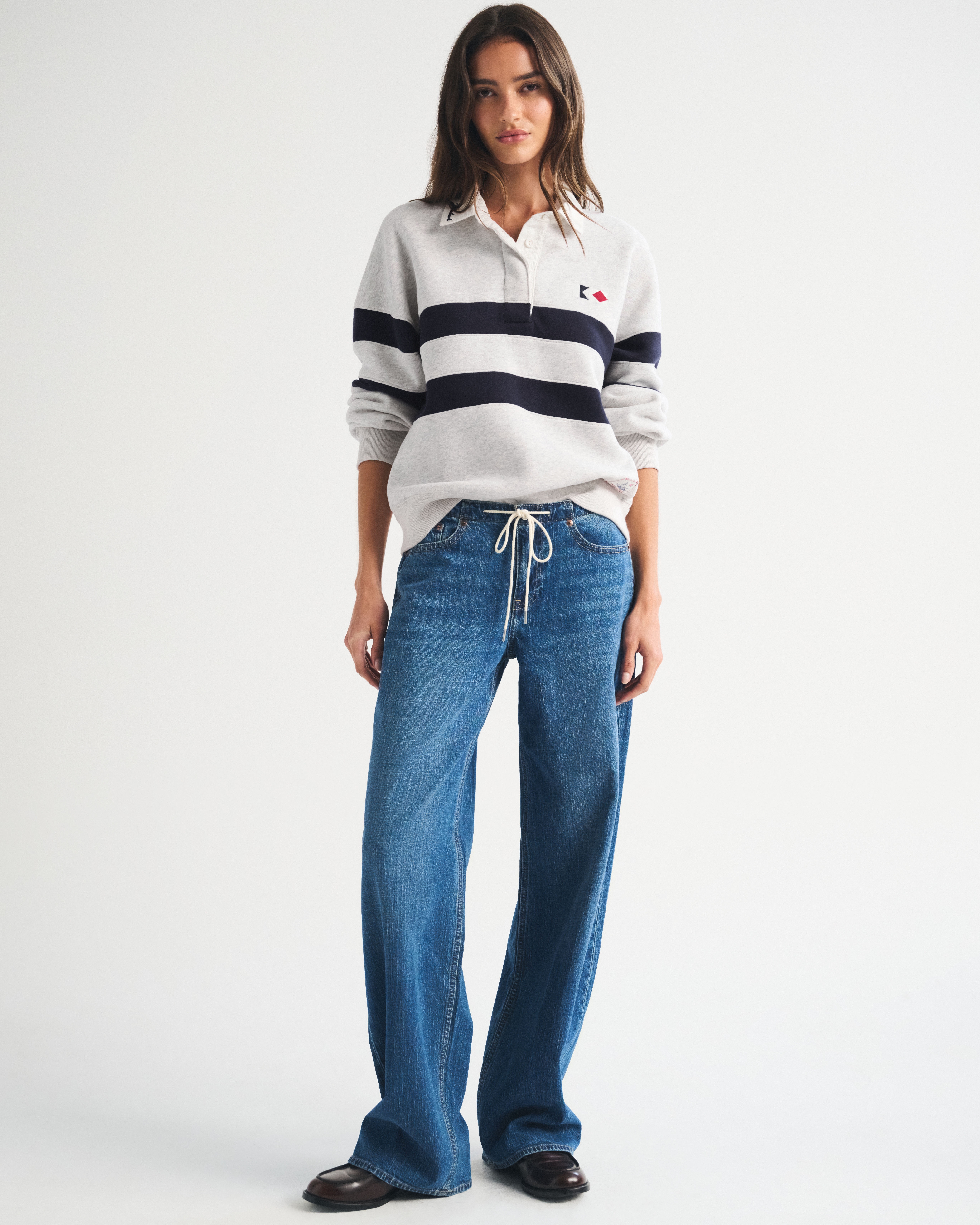 Женский свитшот Abercrombie & Fitch Sunday Polo Sweatshirt, цвет: Светлый серый — фото 3