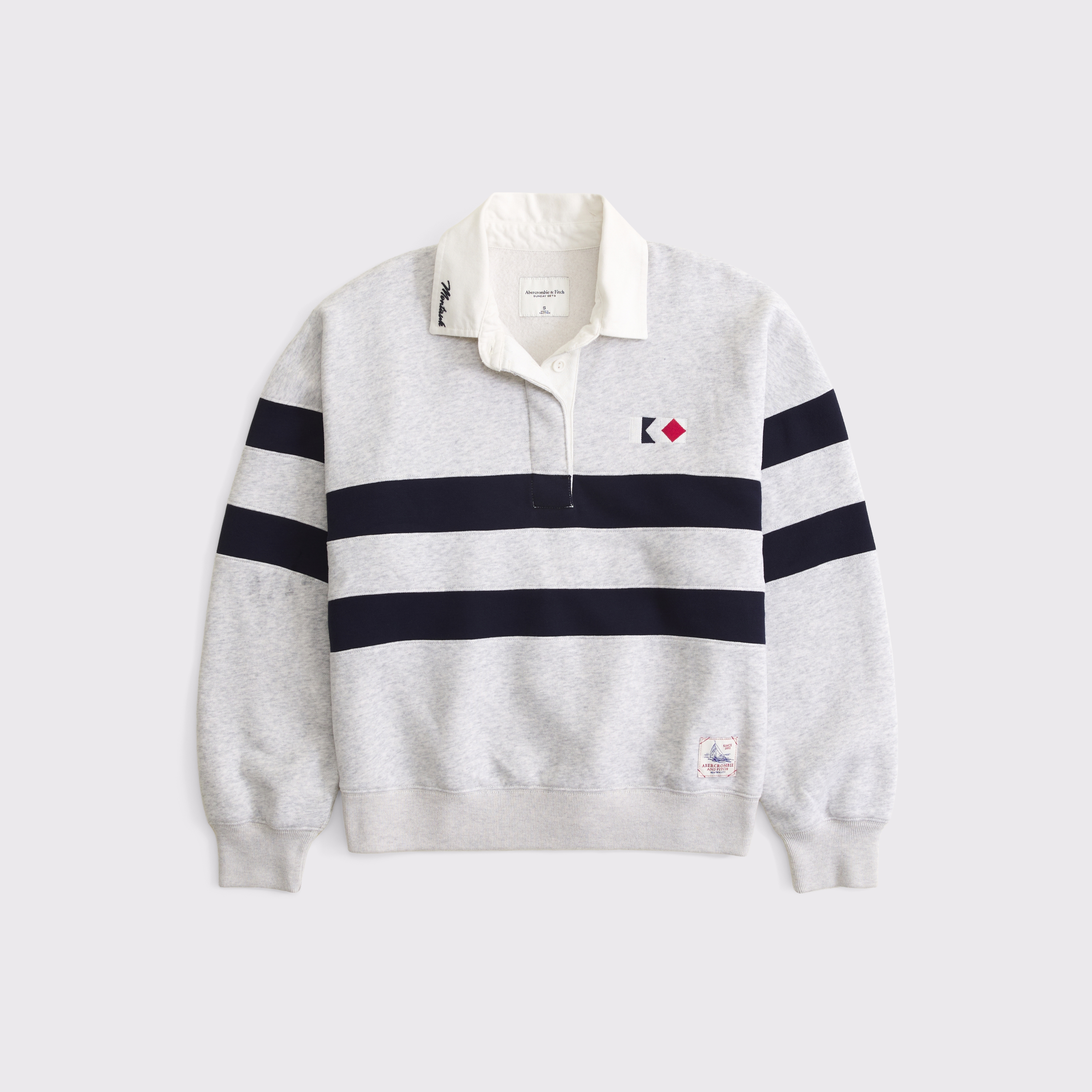 Женский свитшот Abercrombie & Fitch Sunday Polo Sweatshirt, цвет: Светлый серый — фото 1