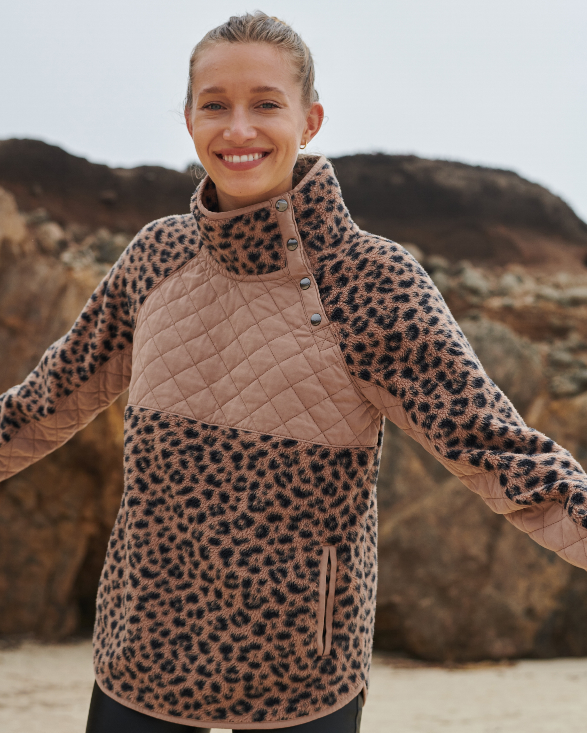 Asymmetrical Snap-Up Fleece