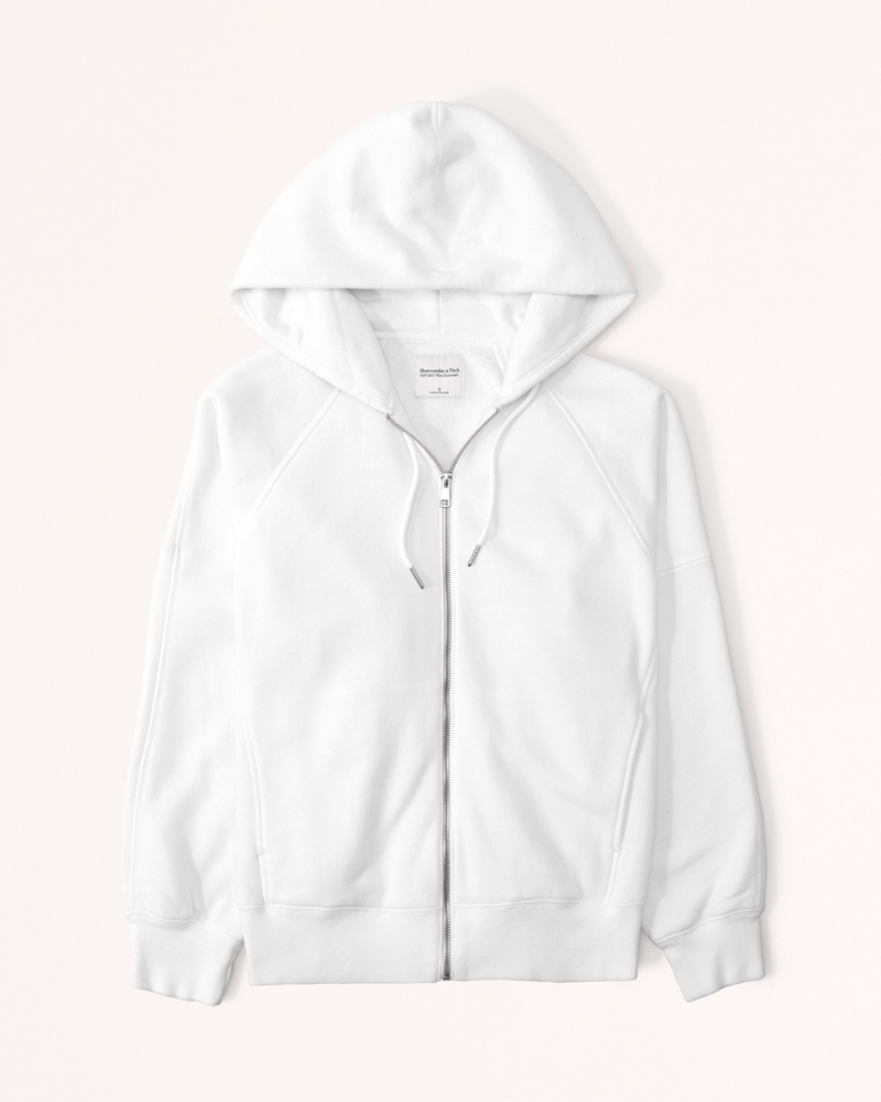 Plus Size White Essential Zip Through Hoodie