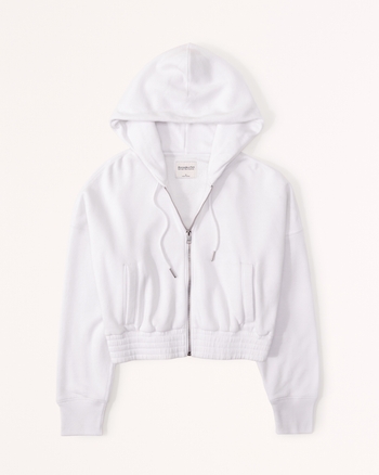 Cropped white sales zip up sweatshirt