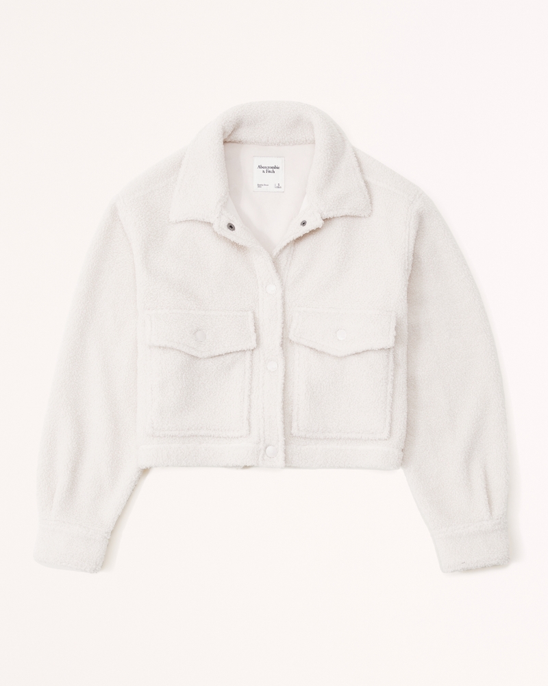 Women's Cropped Sherpa Shirt Jacket | Women's Tops | Abercrombie.com