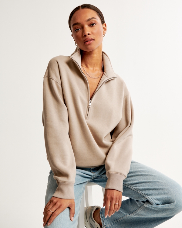 Essential Vintage Sunday Half-Zip, Light Taupe