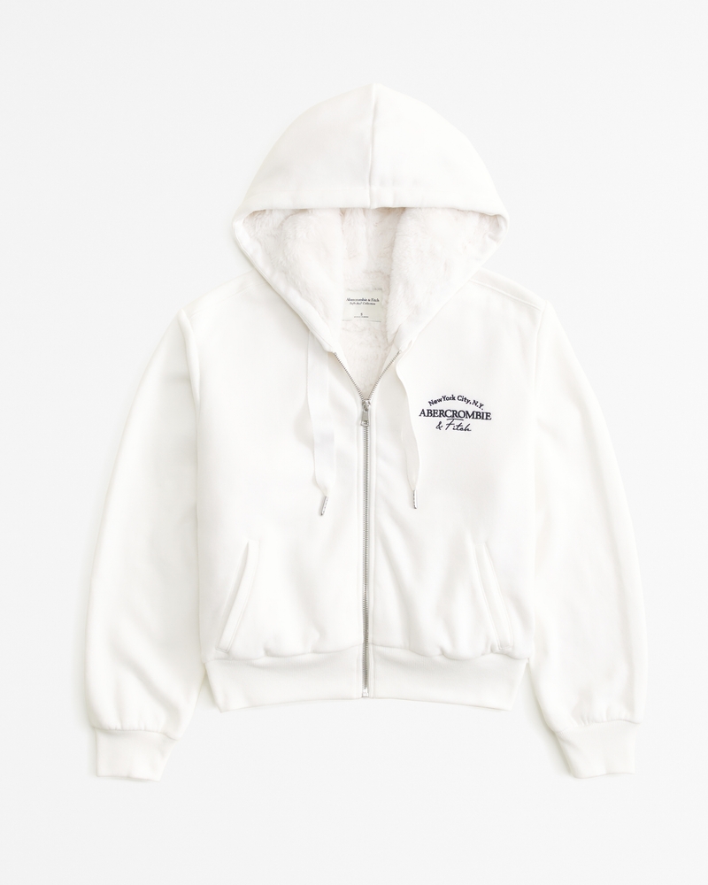 Women's Faux Fur-Lined Logo Hooded Full-Zip | Women's Tops