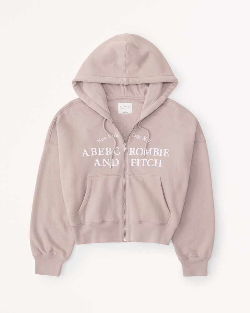 Women s Logo Sunday Hooded Full Zip Women s Tops Abercrombie