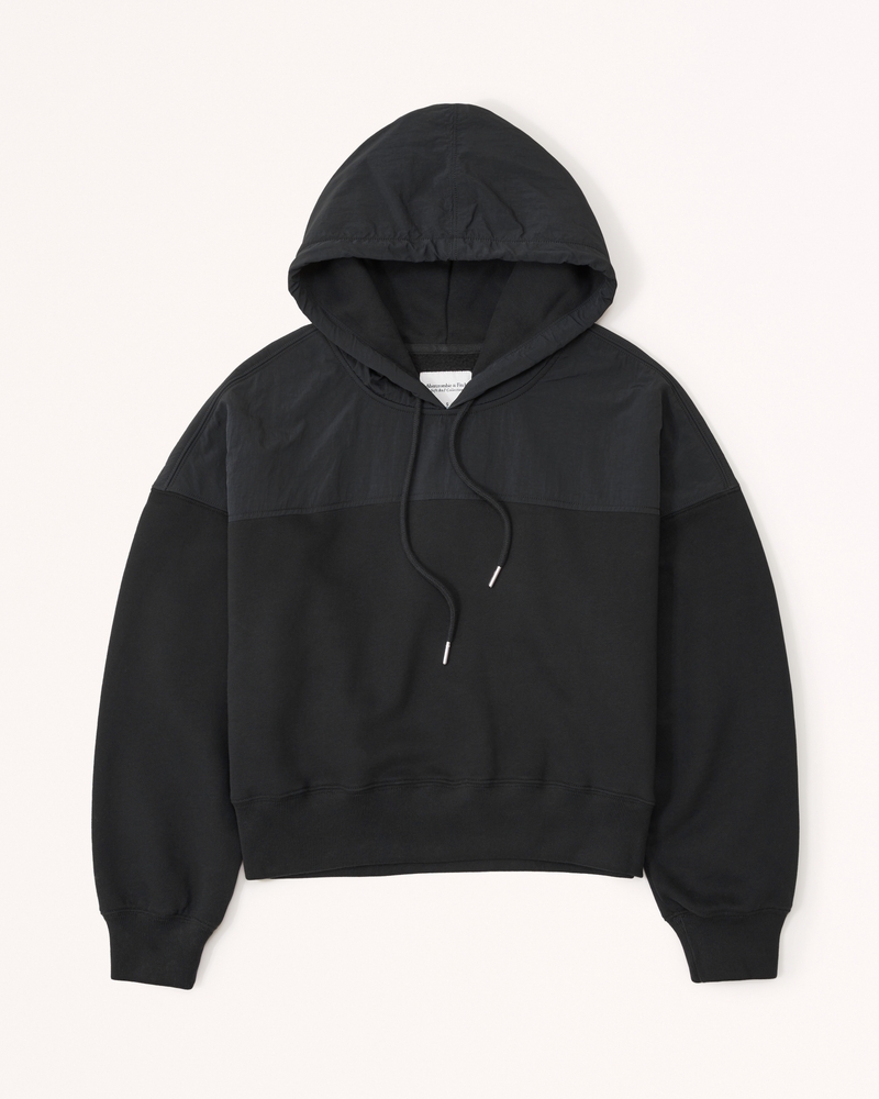 Black nylon hoodie new arrivals