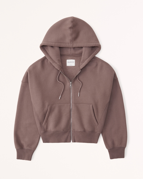 Essential Ribbed Sunday Hooded Full-Zip, Brown