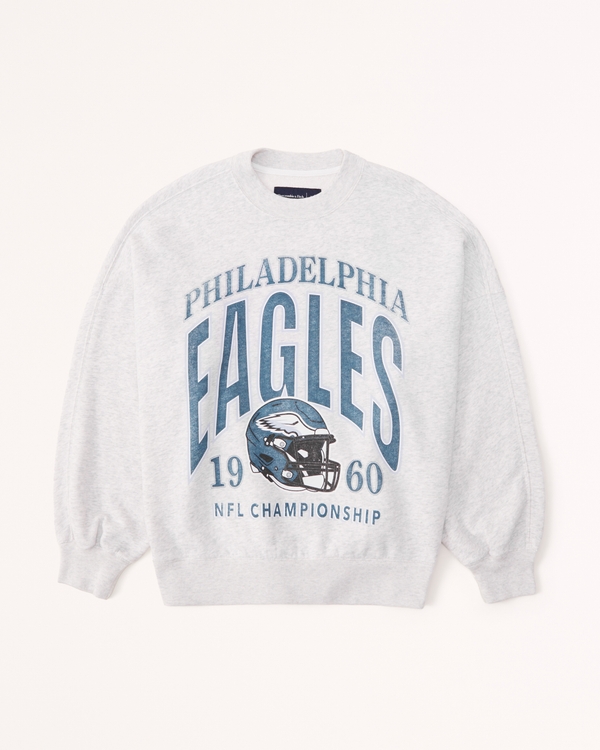 Philadelphia Eagles Graphic Oversized Sunday Crew, Light Grey