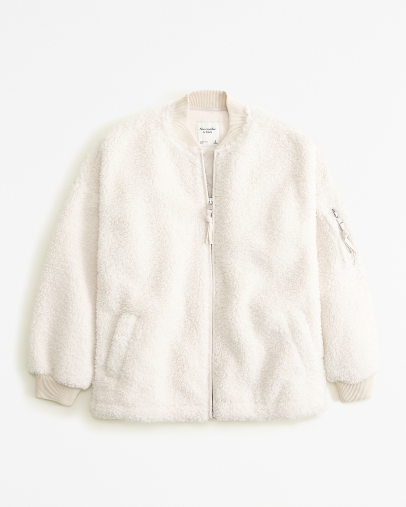 Women's Oversized Sherpa Bomber Jacket | Women's Tops