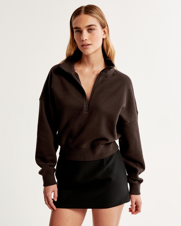 Essential Sunday Half-Zip, Dark Brown