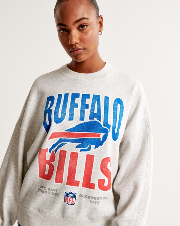 Buffalo Bills Graphic Oversized Sunday Crew, Light Grey