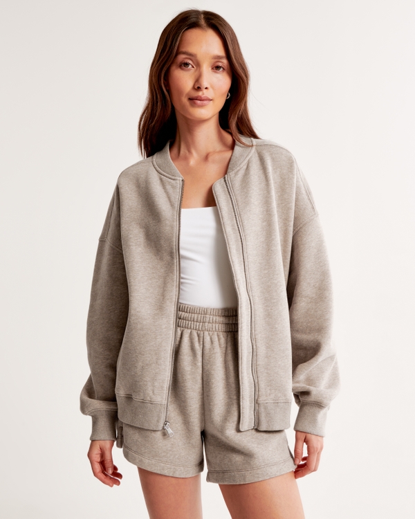 Ladies Zip Through Hoodie - Deep Taupe