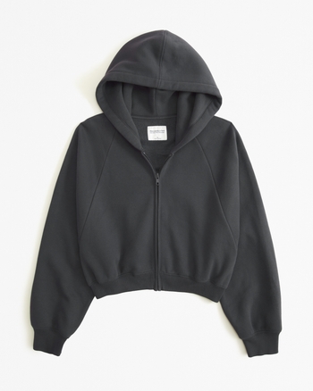 Womens black zip through hoodie deals