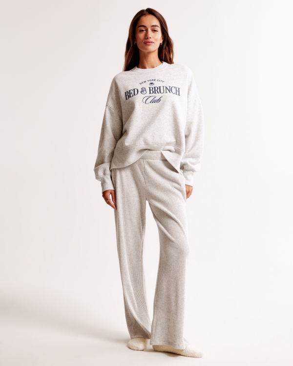 Bed & Brunch Graphic Easy Sunday Crew, Light Gray view 1