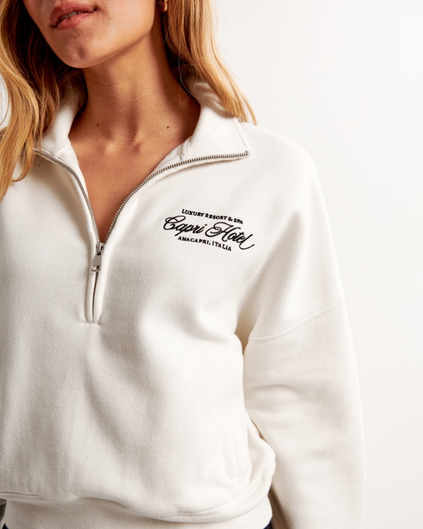 Lounge Graphic Mock Half-Zip, Cream view 2