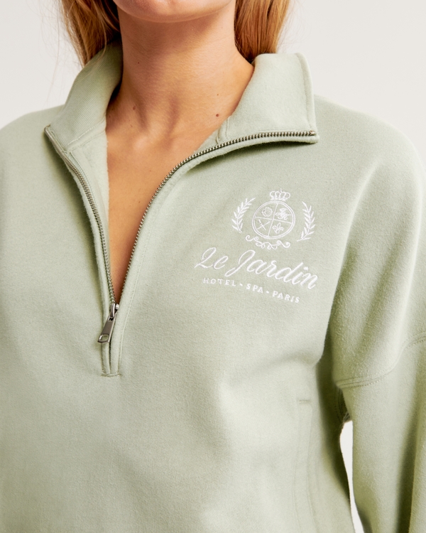 Lounge Graphic Mock Half-Zip, Green view 1