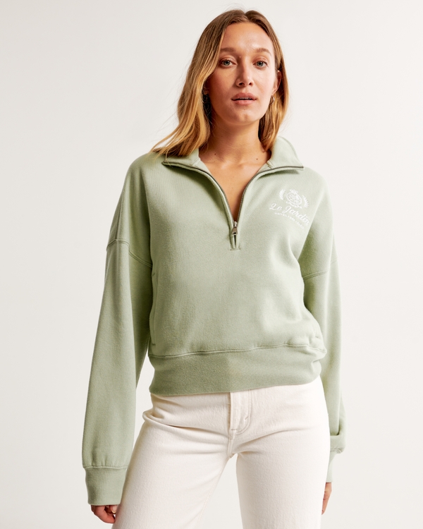 Lounge Graphic Mock Half-Zip, Green view 2