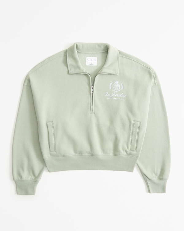 Lounge Graphic Mock Half-Zip, Green view 1