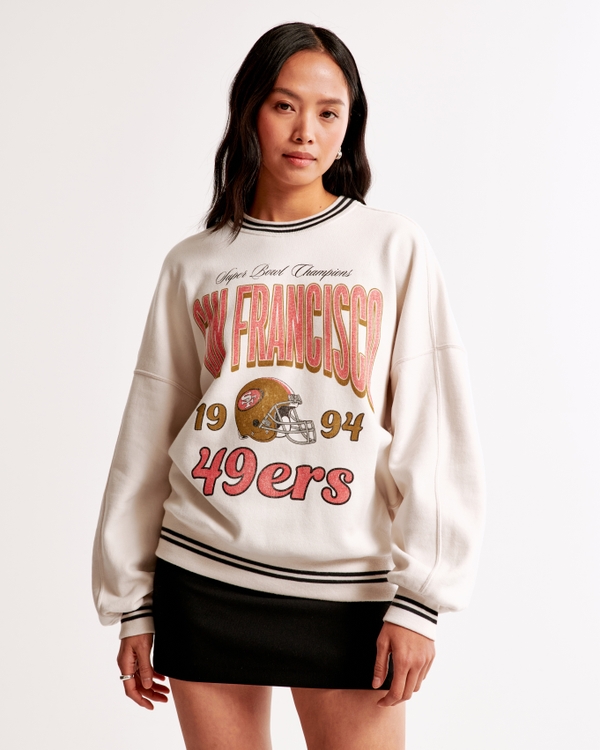 San Francisco 49ers Graphic Oversized Sunday Crew, Cream