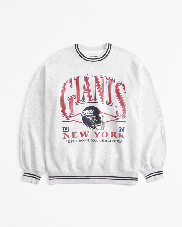 New York Giants Graphic Oversized Sunday Crew, Gray - Giants view 1