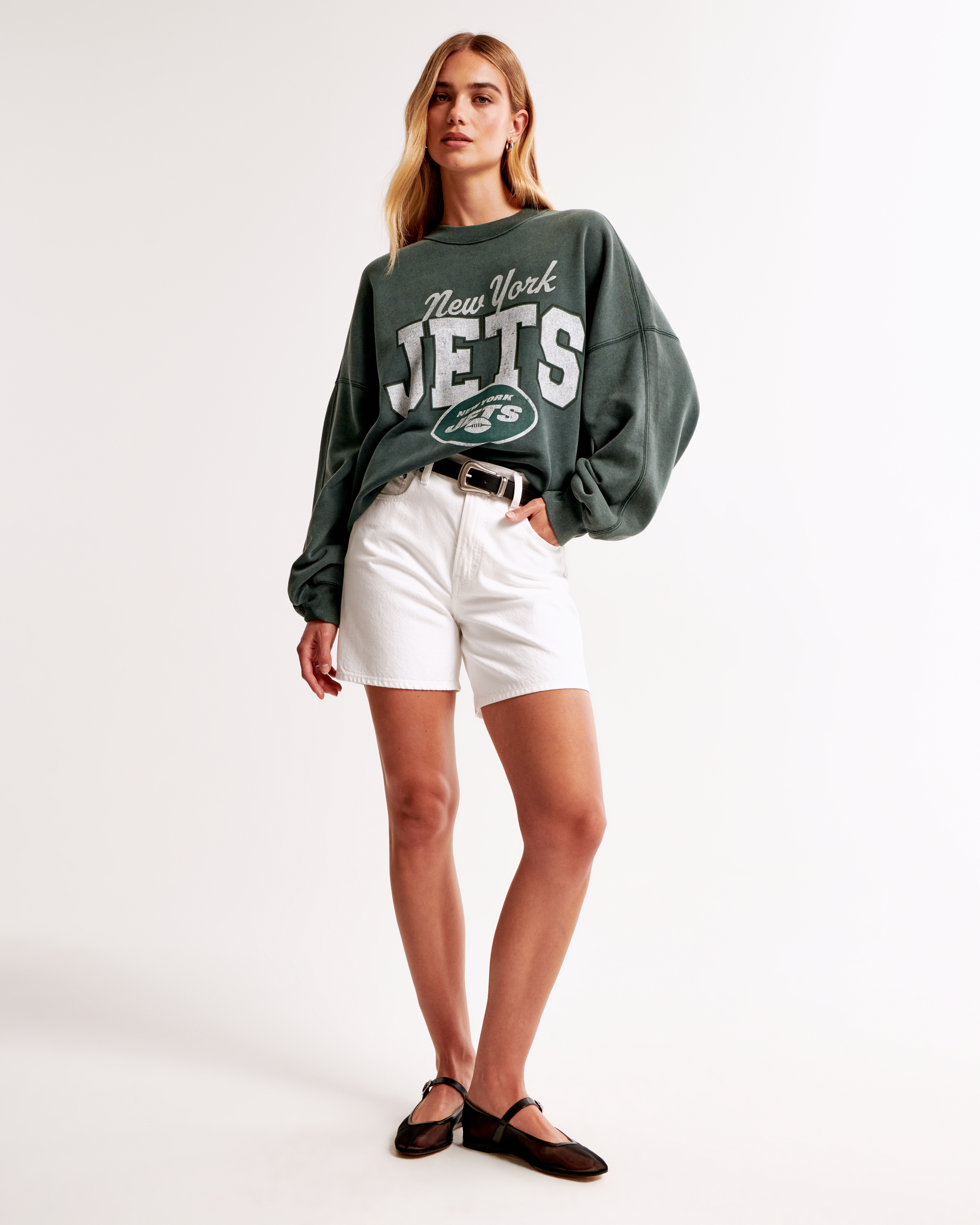 Abercrombie & Fitch New York Jets Graphic Oversized Sunday Crew