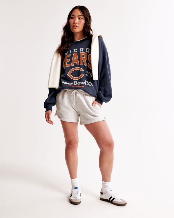 Chicago Bears Graphic Oversized Sunday Crew, Navy - Bears view 1